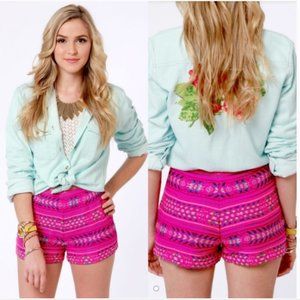 Billabong Pink and Purple High Waist Shorts